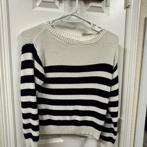 Maeve Black and Cream Striped Sweater
